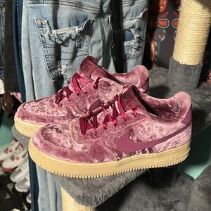 Pink Velvet Air Force Ones